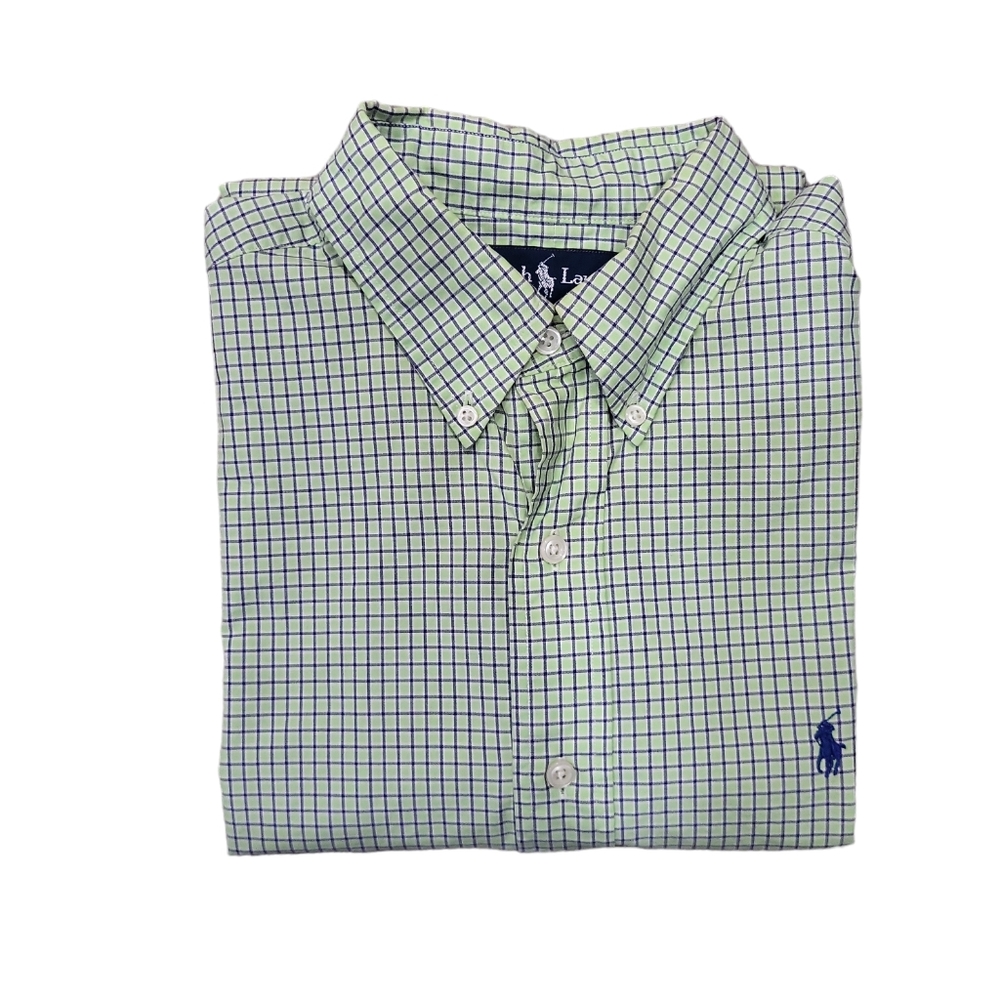 EUC Ralph Lauren men's cotton plaid button down shirt, 32/33 15 1/2